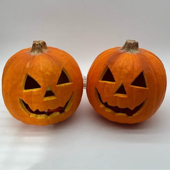Vintage Trendmasters 1993 Lighted Pumpkin Foam Jack O Lantern Halloween Carved - Picture 1 of 6
